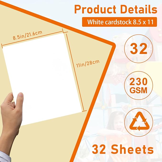 Guakicae 32 Sheets White Cardstock 8.5 x 11 Certificate Paper, 80lb Heavyweight White Card Stock Printer Paper for School Crafting, Menus, Invitations, Greeting Cards, Business Cards