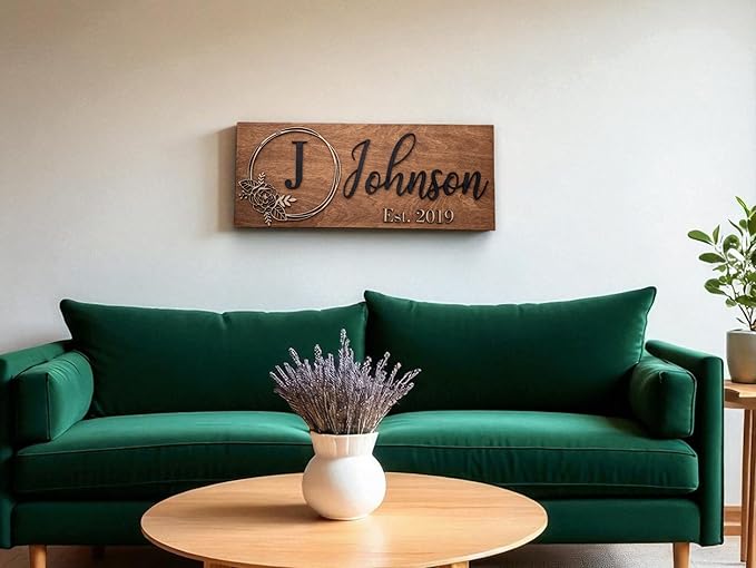 Custom Family Name Sign | Personalized Wooden Wedding Gift | Rustic Last Name Wood Plaque | Established Date Sign |Аnniversаrу (Johnson Style)