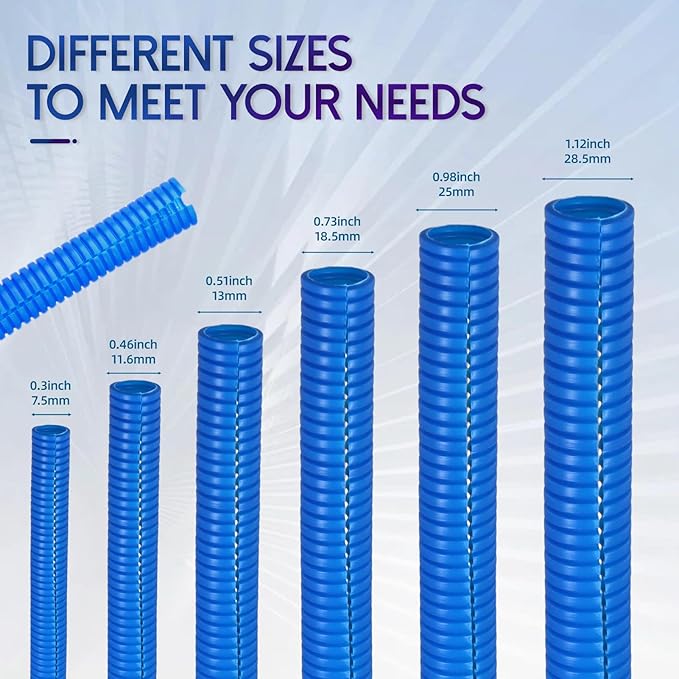 Split Wire Loom Tubing, 10,25ft Cord Protectors from Pets No Chew, Flexible Wire Covers Cord Protectors, Protective Split Cable Sleeve for Automotive Home Industrial Wires(Blue, 0.73inch-25ft)
