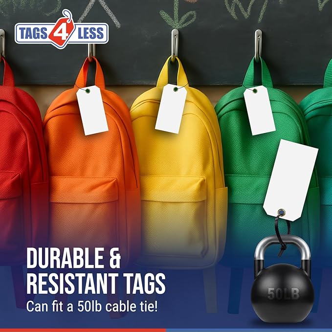 Tags 4 Less 15 Mil Waterproof Plastic Tags, Pack of 100 – 2” x 4” Heavy Duty Plastic Tags for Labeling, Outdoor Tagging, Equipment Labeling, Luggage, Valves & More (Fluorescent Orange/Red)