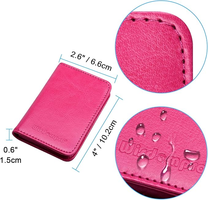 Wisdompro Business Card Holder, 2-Sided PU Leather Folio Name Card Holder Wallet Case with Magnetic Shut for Men and Women, Ultra Slim and Thin