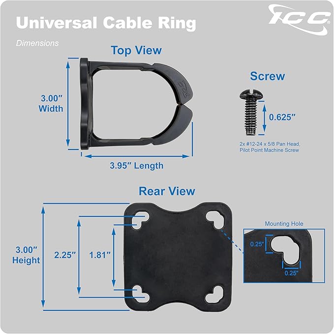 ICC 3” Plastic Cable Management Ring, Vertical/Horizontal, Rack or Wall Mount, Pack of 1 – Cable Organizer for Network Racks and Structured Cabling