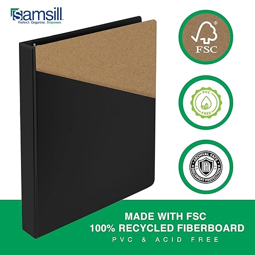 Samsill 2 Inch 3 Ring Binder, Made in USA, Economy Round Ring, Clear View Cover, 425 Sheet Capacity - for School, Home, Office - Black