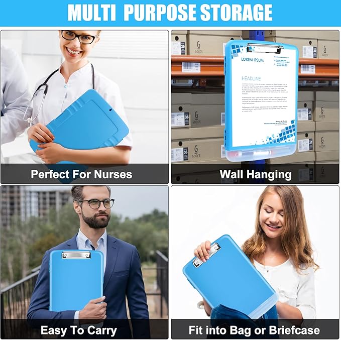 Blue Clipboard with Storage,TFDLCG zm Clip Boards 8.5x11 with Pen Holder,Nursing Clipboards Case Heavy Duty,A4 Letter Size Contractor Clipboard for Office, School and Home