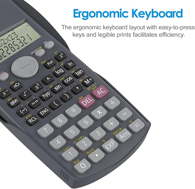 Helect 2-Line Engineering Scientific Calculator, Suitable for School and Business (Black)