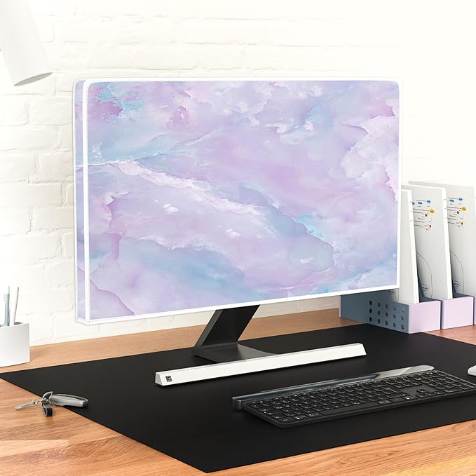 Baocicco Violet Marble Waterproof 37, 38, 39 Inch TV Dust Cover Anti-Static Dustproof Abstract Creative Desigen Television Accessories TV LCD Screen Texture TV Decoration for LED LCD OLED TVs
