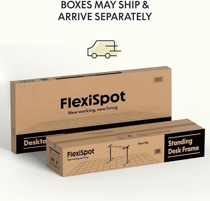 FLEXISPOT EN1 One-Piece Standing Desk with 1-Inch Thick Seamless Desktop, 55"x28" Electric Height Adjustable Desk for Home Office, Multi-Monitor Setups & Easy Assembly, Gray Wood