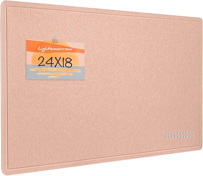 Bulletin Board, 24 x 18 inches Felt Board Decorative Pin Board, Cork Board Alternative for Wall, Foldable Photo Board Self-Adhesive Vision Board Mood Board with 20 Pushpins - Mauvey Pink