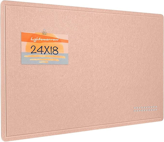 Bulletin Board, 24 x 18 inches Felt Board Decorative Pin Board, Cork Board Alternative for Wall, Foldable Photo Board Self-Adhesive Vision Board Mood Board with 20 Pushpins - Mauvey Pink