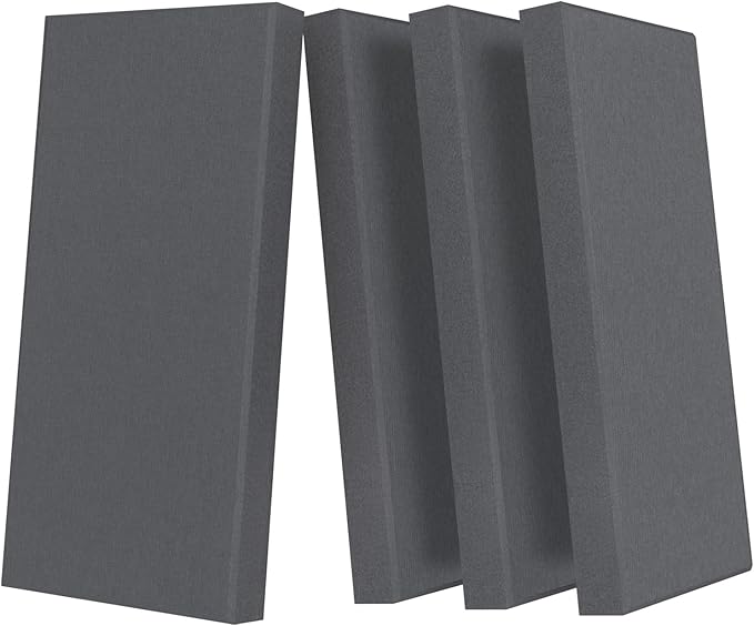 UMIACOUSTICS 4 PCS Acoustic Panels with Hanging Hardware, 2” Thick Fiberglass Sound Proof Panels for Studios, Office, Home Theater Ceiling or Wall- Medium Grey