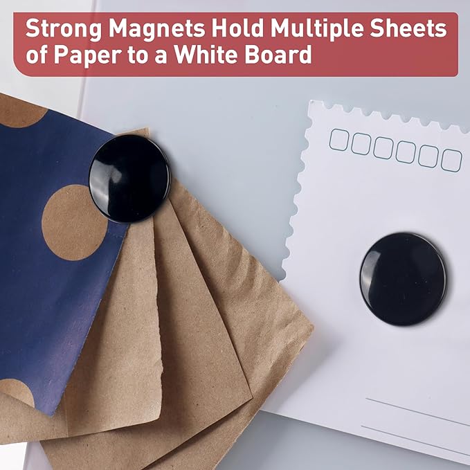 12 Pcs TOWON Strong Magnets for Glass Whiteboard, Dry Erase Board Magnets, Large, Round, Black Rare Earth Magnet for Classroom Kitchen Office Accessories