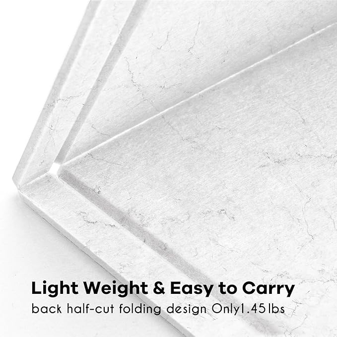 Bulletin Board, 36 x 24 inches Felt Board - Decorative Pin Board, Cork Board Alternative for Wall, 3' x 2' Foldable Self-Adhesive Vision Board with 20 Pushpins - Marble White