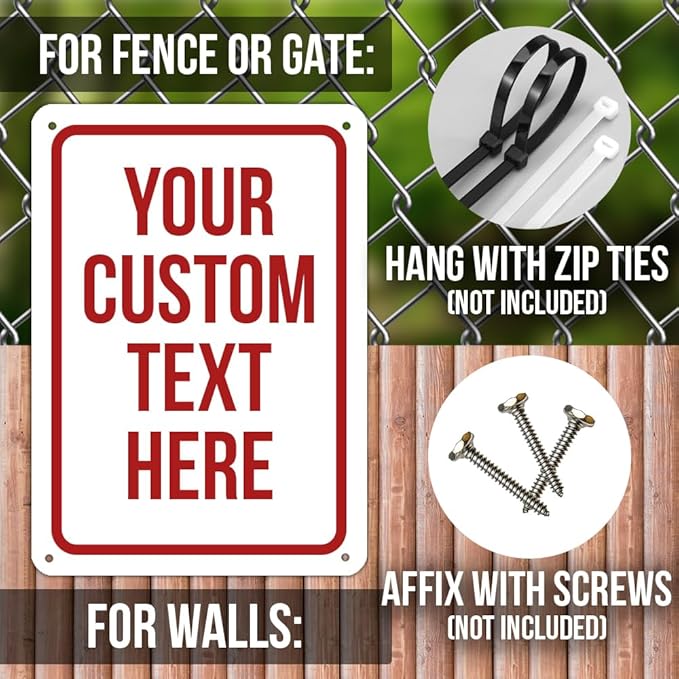 Custom Sign, Personalized Signs for Office, Business, Workplace, Warehouse, Airbnb, Warning Label, Delivery Red Border Signs, 7x10 Inches, Rust Free PVC, Waterproof, Hazard Information, Made in USA