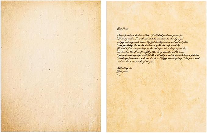Vintage Paper - 8.5 x 11 in, Stained Antique Double-Sided, 96 Sheets - Letter & Resume Paper for Printer & Typewriter - Rustic Decorative Printer & Scrapbook Sheets