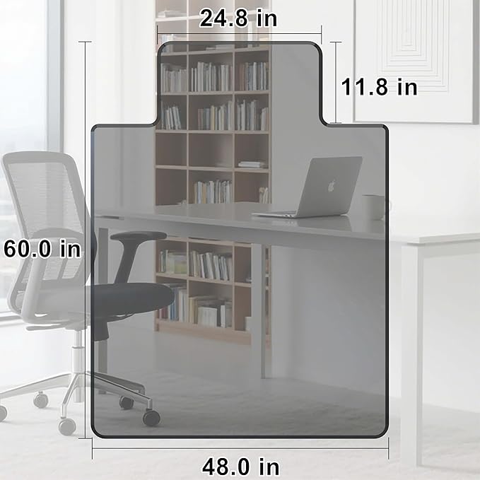MESAILUP Beveled Edge Irregular Office Chair Mat with Lip for Carpet or Hardwood Floor Crystal Grey 48" x 60" for a Smooth Glide and Easy Roll On/Off, Heavy Duty and Non-Slip Floor Chair Mat with Lip