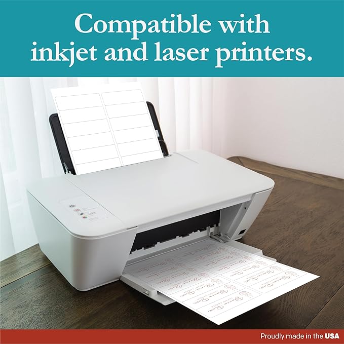 Premium Label Supply White Sticker Mailing Labels – 4" x 1.33" – Laser/Inkjet Compatible – (14 per Sheet), 25 Sheets – 350 Total Adhesive Labels