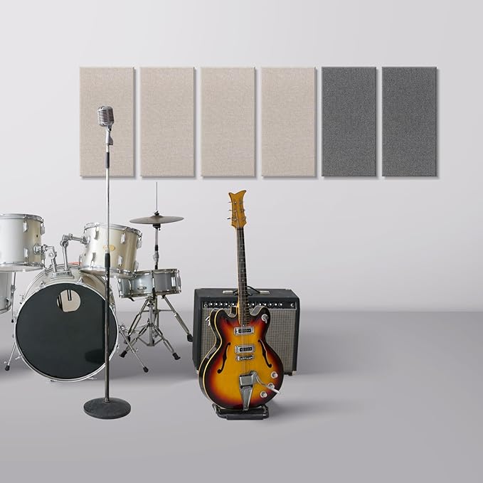 UMIACOUSTICS 4 PCS Acoustic Panels, 2“ Thick 23.6" x 11.8" Fiberglass Sound Absorbing Panels, Soundproof Panels for Studios, Office, Home Theater. Charcoal Grey