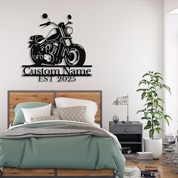 Custom Motorcycle Metal Sign Personalized Biker Name Sign Motorcycle Wall Art Motorbike Signs Garage/Man Cave Decor Gift for Bikers Men Husband