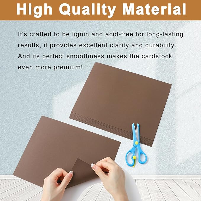 Silunkia 120 Sheets Coffee Color Cardstock 8.5 x 11 Printer Paper, 250gsm/92lb Dark Brown Card stock for DIY Cards Making, Crafting, Thank You Cards, Invitations, Menus, Mailing