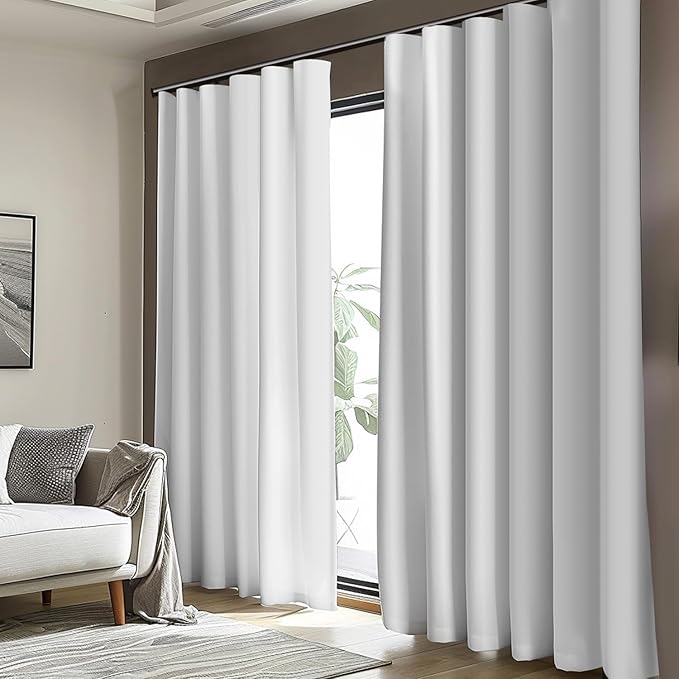 cbsroro Room Divider Blackout Curtain Track Curtains Wall Dividers Panels Screen for Living Rooms Bedroom Office Privacy Partition Separation, W100 × L96 Inch,1 Panel, White