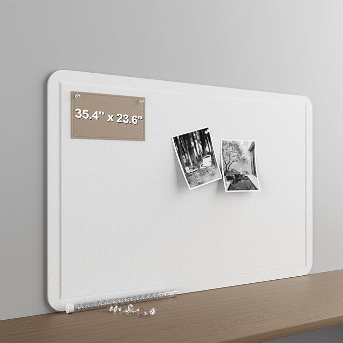 Large Felt Bulletin Board for Wall, 24"x36" Frameless Picture Board, Soft Felt Cork Board for Office, Home Planning & Office Wall Decor, Easy Install Pin Board