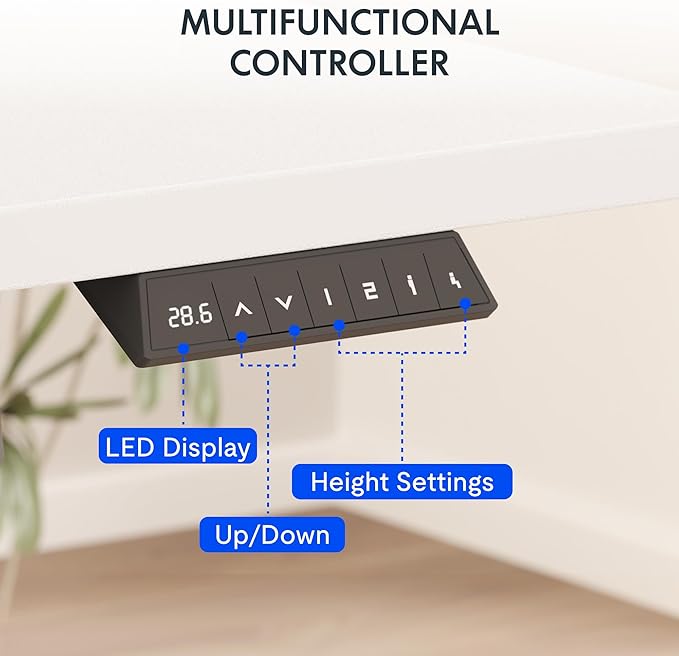 FLEXISPOT EN2 Whole-Piece Standing Desk with Clamp Power Strip, 55 x 28 Electric Stand Up Height Adjustable Desk with Cable Management (Gray Frame + 55" White Top, 2 Packages)