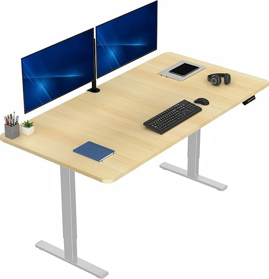 VIVO Electric 71 x 36 in Standing Desk, Memory Height Adjustment, 1B Series, Holds 220 lbs, Light Wood Top Gray Frame, DESK-KIT-1G7C-36