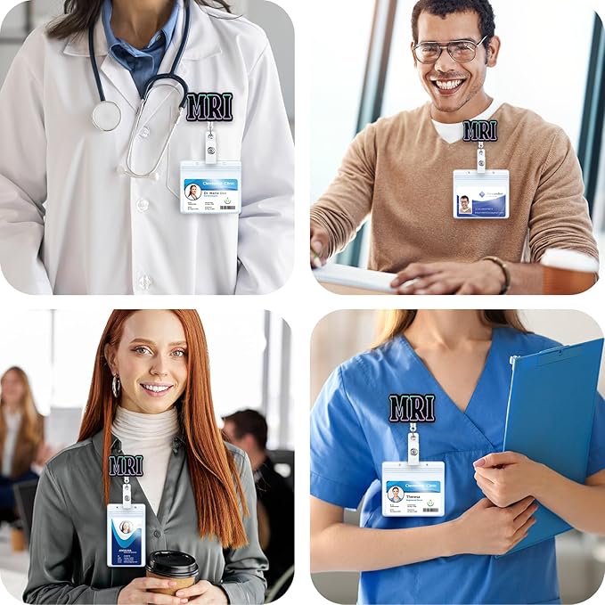 MRI Technologist Badge Reel | Retractable ID Card Badge Holder | Name Tag Medical Work Badge Clip for RN LPN CNA MA ER Night Shift Nurse Nursing Student Doctor | Nurse Gifts | Acrylic｜Alligator Clip