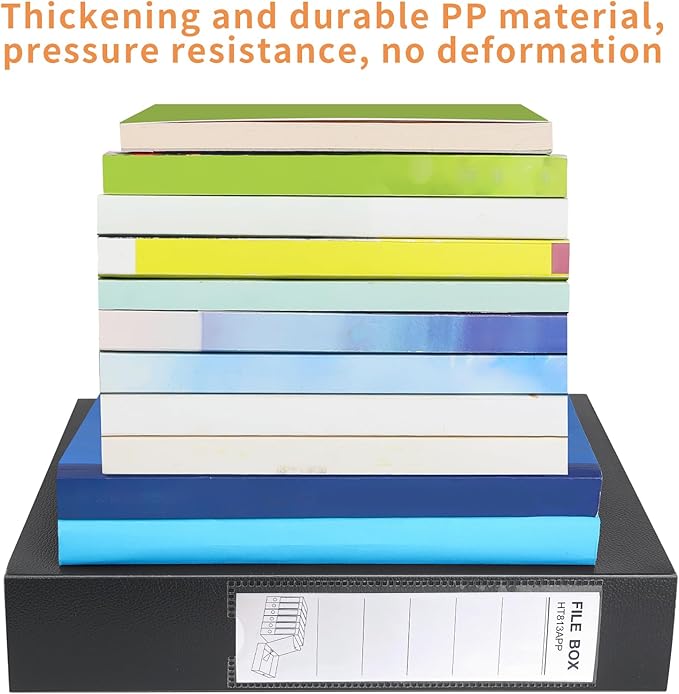 HUA JIE 2 Pack A4 Storage File Boxes Archives Case,65mm Spine,Box File Document Storage Box with Metal Clip for Office School -Black