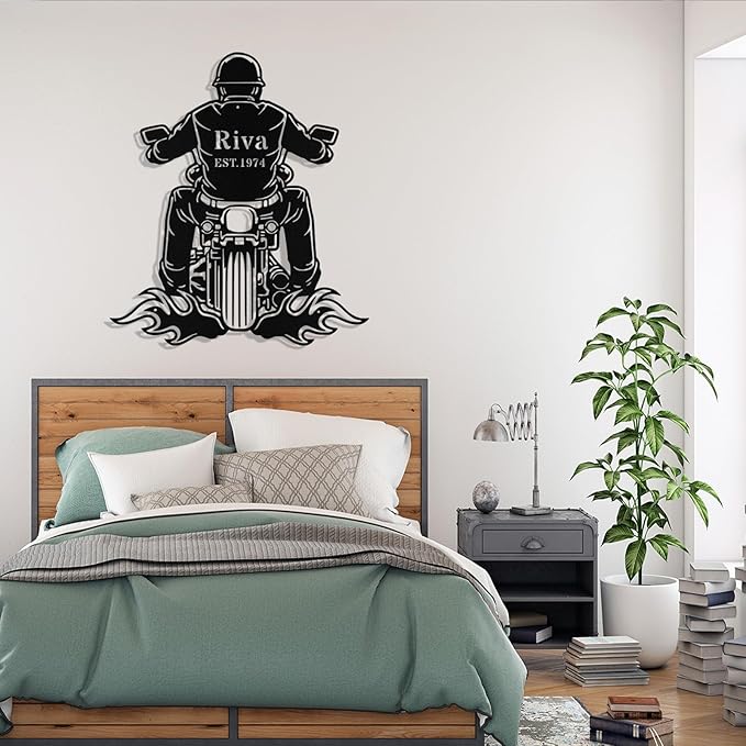 Custom Motorcycle Metal Signs Personalized Biker Name Sign Custom Garage Decor Motorbikes Wall Art Decor Motorcycle Sign Men Room Decorate Gifts for Men Husband Rider