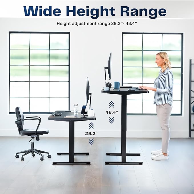 VIVO Electric 55 x 28 in Standing Desk, Memory Height Adjustment, 1B Series, Holds 220 lbs, One-Piece Dark Walnut Top, Black Frame, DESK-KIT-1B55D