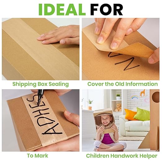 ADHES Water Activated Tape 2" x 55yds, 6 Rolls, Reinforced Kraft Gummed Paper Tape, Eco-Friendly, Strong Adhesive Shipping Tape for Packing, Shipping, Moving