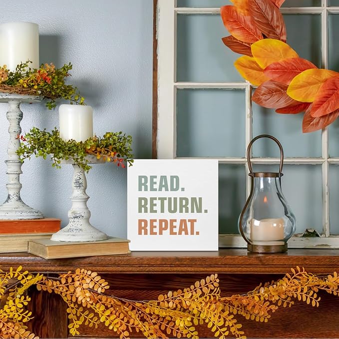 Librarian Gifts Library Desk Decor, Book Lovers Wood Box Sign, Librarian Appreciation Gifts Home Farmhouse Office Table Shelf Cubicle Accessories, Christmas Thank You Gifts Readers Reading Gifts
