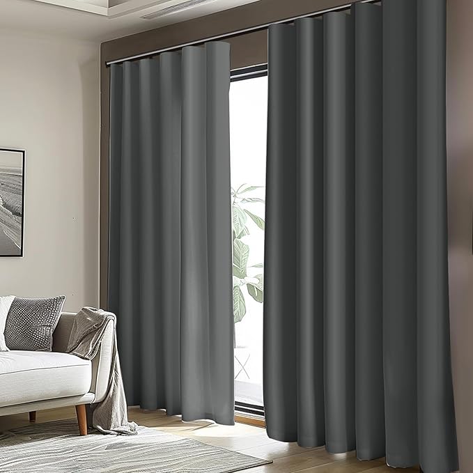 Cbsroro Room Divider Blackout Curtain Track Curtains Wall Dividers Panels Screen for Living Rooms Bedroom Office Privacy Partition Separation, W180 × L108 Inch,1 Panel, Grey