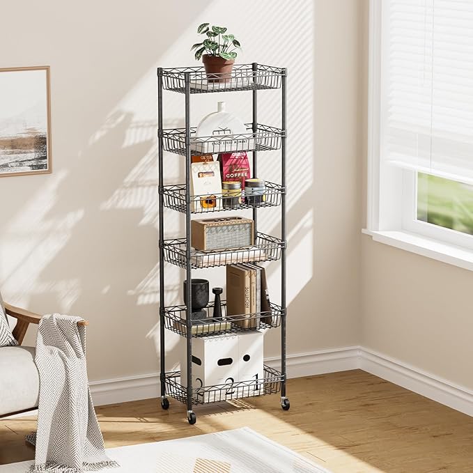 SINGAYE Shelf Closet Wire Shelving：Adjustable Metal Unit for Laundry Room Organization Bathroom Kitchen Home Storage with Wheels Pantry Rack Shelves