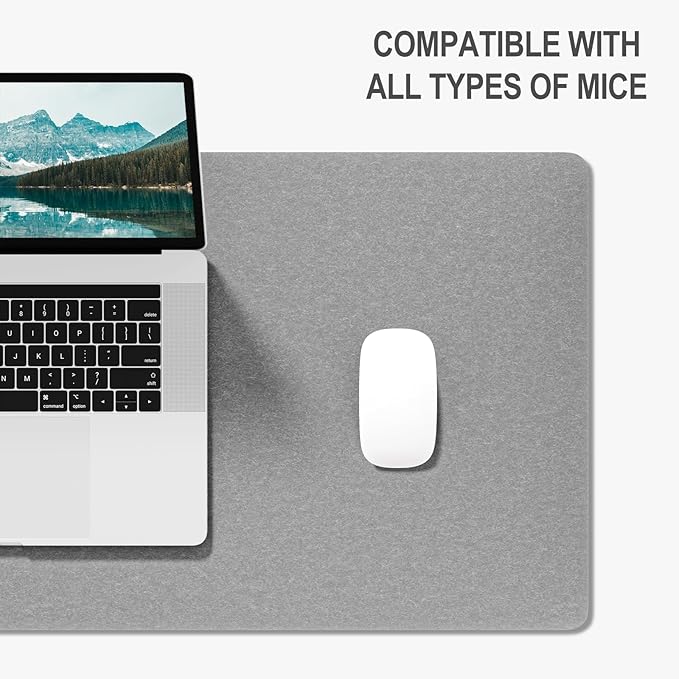 Auhoahsil Felt Desk Mat, Minimalist Large Mouse Pad XL 31.5 x 11.8 in, Desk Matt for Desktop, Keyboard, Laptop, Computer, Office, Work from Home, Gaming, Light Gray