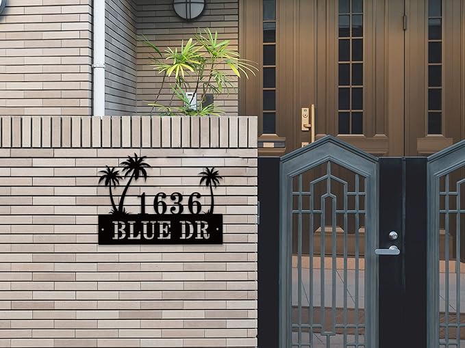 Personalized Palm Tree Address Sign, House Number Sign, Address Number for Houses, Metal Address Plaque Sign, Custom House Number Sign, Address Plaques for House Numbers