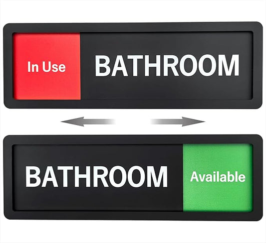 Bathroom Sign – In Use/Available Slide Switch Sign, Premium Durable Acrylic Material, Super Strong Self-Adhesive, Quick Installation, Suitable For Your Home And Business (9×3 Inches, Black)