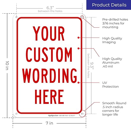 Custom Sign, Personalized Metal Signs for Office, Business, Workplace, office, Home, Airbnb, Delivery With Red Border Signs, 10x7 Inches, Rust Free .040 Aluminum, Made in USA