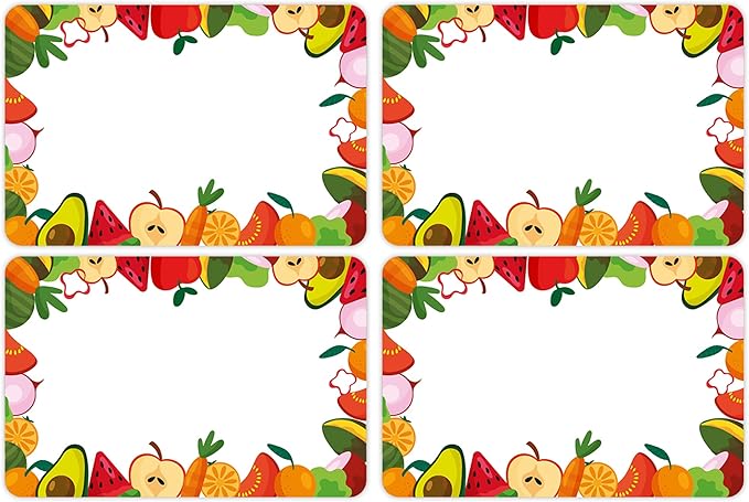 Wonmon 200 PCS Fruit Name Tags Stickers, Self Adhesive Cute Fruits Style Name Tag Labels Stickers for Back to School Classroom Student Office Desk Cubby Locker Themed Party, 2x3 inch