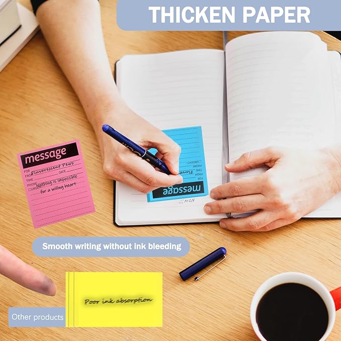 Phone Message Sticky Notes Phone Memo Pads, 9 Pads Lined Sticky Notes Pads, 4x6 inch Phone Message Pad Self Sticky Notes with Line Colorful Post Memos for Office, School and Home, 50 Sheetsx9 Pack