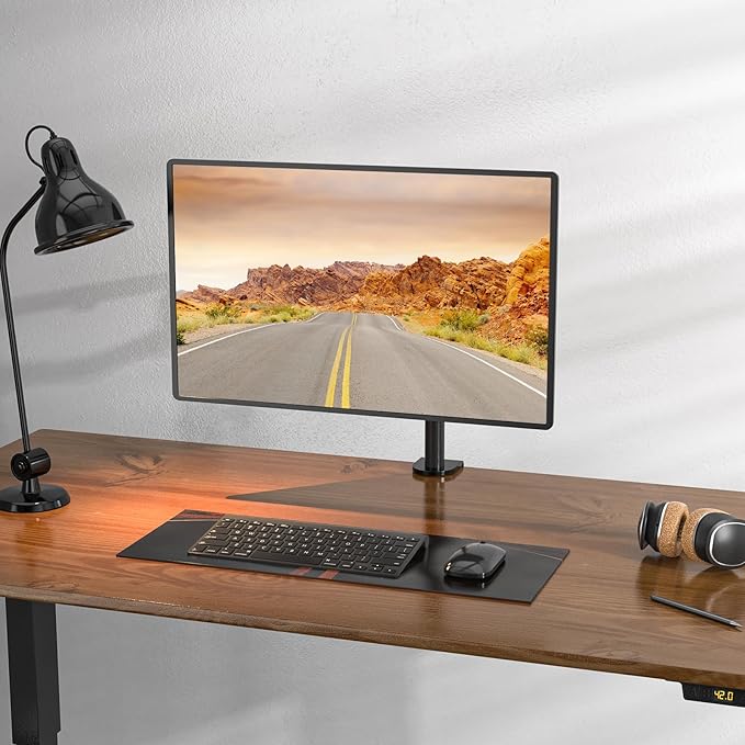 WALI Single Monitor Mount, Single Monitor Arm Desk Mount,Desk Monitors Stand, Holds Screen Up to 32inch, 22lbs, Adjustable Mount with C-CLAMP Designed for Home Office Application(M001), Black