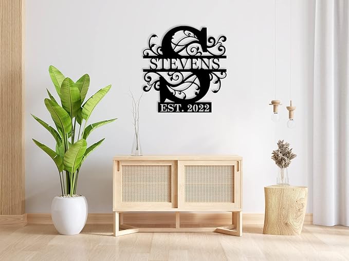 Personalized Metal Sign, Family Name Sign, Split Letter Monogram Sign, Established Family Signs, Metal Name Sign, Monogram Wall Decor, Personalized Signs