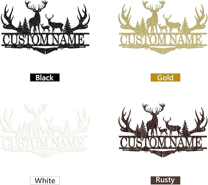 Dyoart Personalized Deer Metal Cabin Sign | Custom Metal Signs Outdoor | Deer Custom Wall Art | Outdoor Deck Decor | Last Name Deer Monogram | Camping Signs | Deer Hunter Gift | Cabin Decor