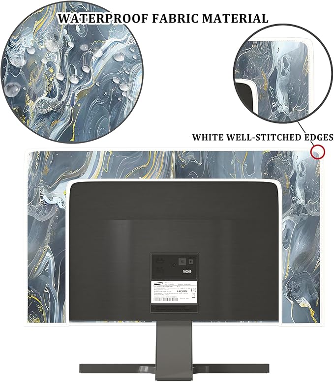 Baocicco Gray Gold Marble Waterproof 65 Inch TV Dust Cover Anti-Static Dustproof Protective Aesthetic Texture Screen TV Covers Full Body Cover for Television Screen Desktop PC LED LCD OLED