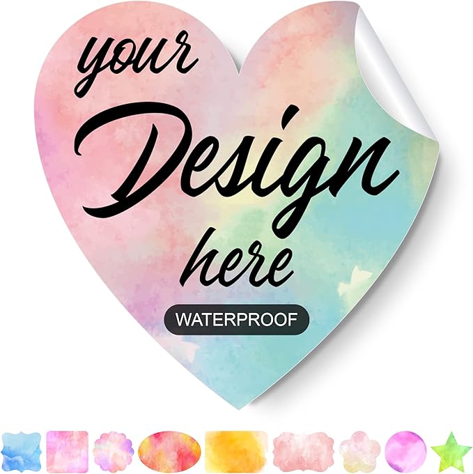 Custom Stickers Personalized Labels - Customized Stickers with Any Design Image Logo Text,Custom Stickers for Business Logo,Custom Thank You Label Stickers,100 Labels (Heart,4"x4")