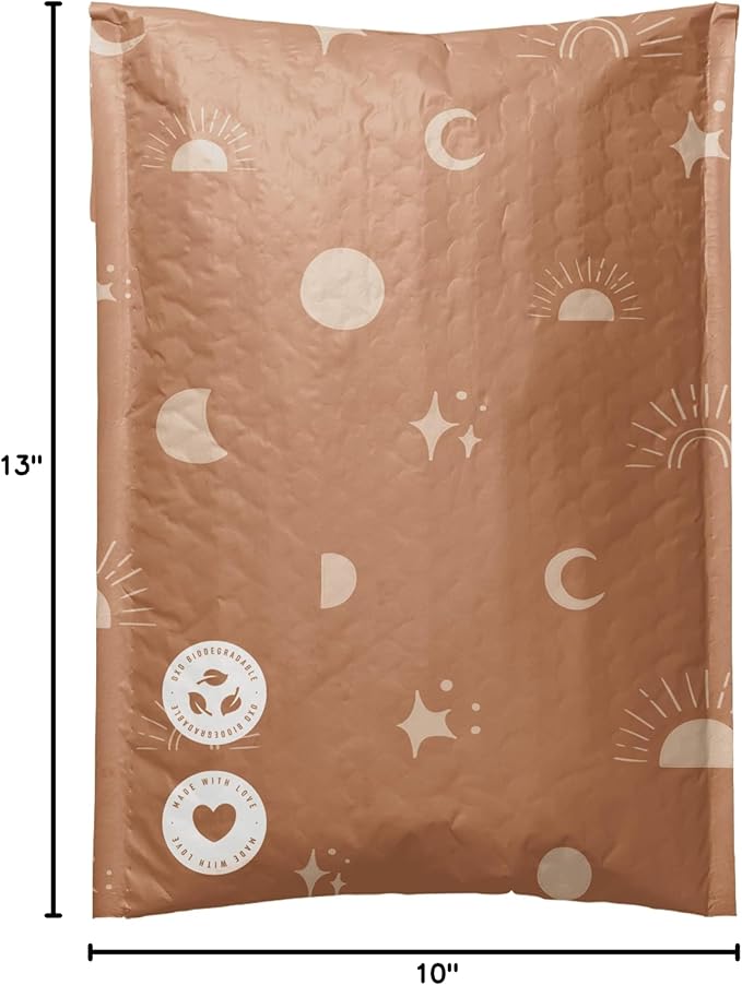 Bubble Mailers 8.5 x 12 Inch- 100 pack Biodegradable Shipping Bags for Clothes - Impack Self-Seal Protective Thick Mailing Envelope for Accessories & Clothing - Celestial Tan