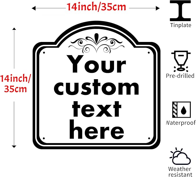 Custom Sign, Custom Indoor/Outdoor Decorative Sign，Aluminum Weatherproof Metal Sign Multiple Sizes, Customize for Office, Business, Workplace, office, Home, Delivery Signs