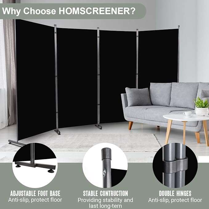 Room Divider 6FT 4 Panel Privacy Screen, 136'' Wide Fabric Indoor Room Divider Wall Divider for Room Separation, Portable Room Partitions and Dividers Freestanding Temporary Wall Room Separators