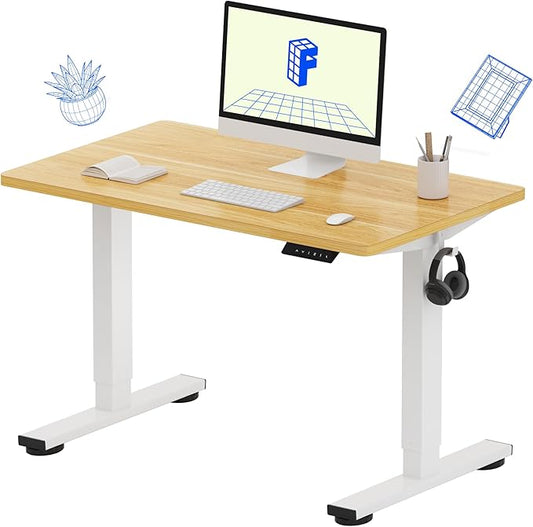 FLEXISPOT EN1 One-Piece Standing Desk, 40"x24" Seamless Desktop Electric Height Adjustable Desk for Home Office, Multi-Monitor Setups & Easy Assembly, Maple